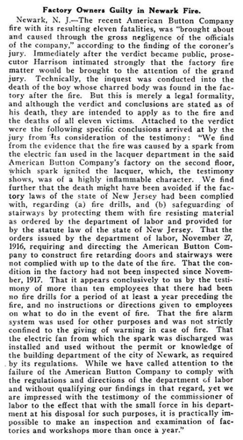 Factory Owners Guilty in Newark Fire
1918 Municipal Journal
From Gonzalo Alberto
