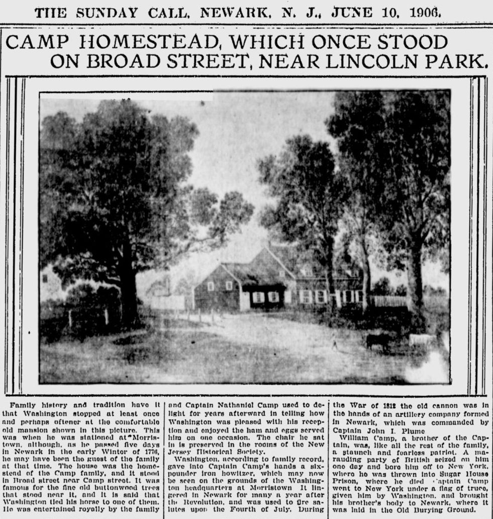 Camp Homestead, Which Once Stood on Broad Street, Near Lincoln Park
June 10, 1906
