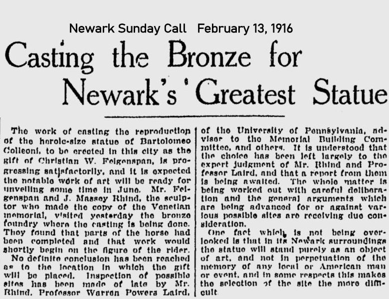 Casting the Bronze for Newark's Greatest Statue
February 13, 1916

