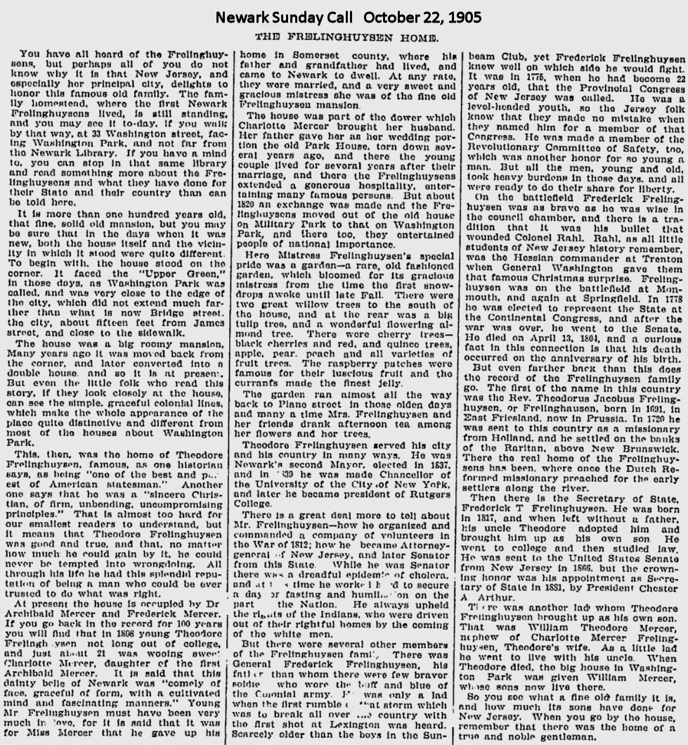 The Frelinghuysen Home
October 22, 1905
