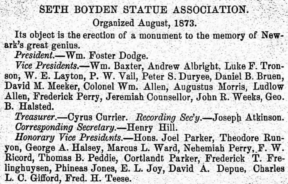 Seth Boyden Statue Association
