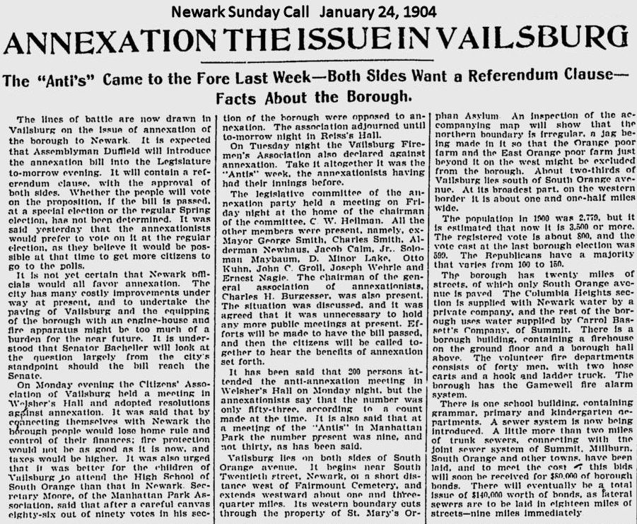 Annexation the Issue in Vailsburg
January 24, 1904
