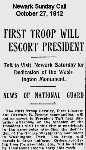 First Troop will Escort President
1912
