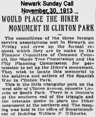 Would Place the Hiker Monument in Clinton Park
1913
