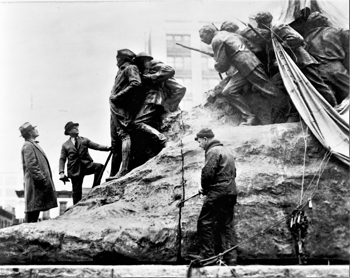 Gutzon Borglum inspecting the Wars of America Monument
Photo from Joseph Bilby
